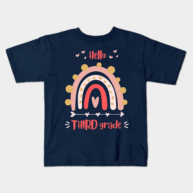 hello Third Grade Teacher Team rainbow Kids T-Shirt by GROOVYUnit